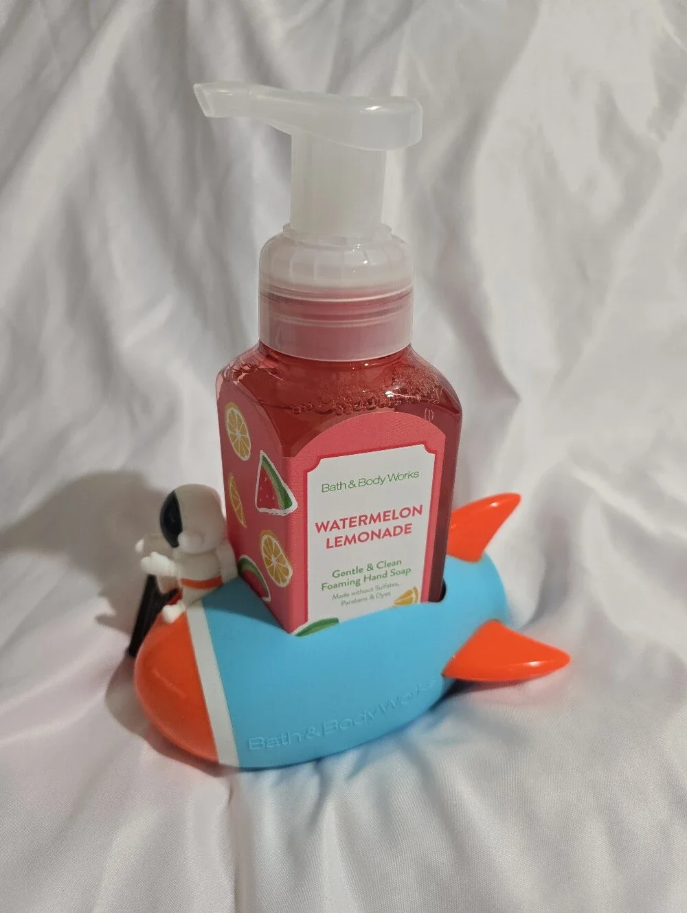 NWT Bath & Body Works Hand Soap Holder Rocket Austronaut W/ Sound Silicone
